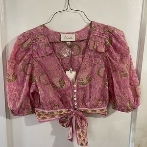 Cleobella pink crop top NWT
